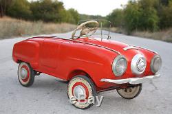 Russian Pedal Car Moskvitch Vintage Soviet Ussr Metal Toy Very Rare 1970