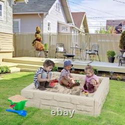 Sandbox with Cover and Bottom Liner 47 x 47 HDPE Kids Square Sandbox