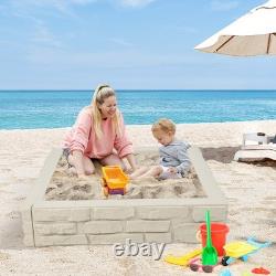 Sandbox with Cover and Bottom Liner 47 x 47 HDPE Kids Square Sandbox