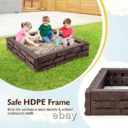 Sandbox with Cover and Bottom Liner 47 x 47 HDPE Kids Square Sandbox
