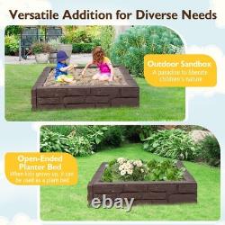 Sandbox with Cover and Bottom Liner 47 x 47 HDPE Kids Square Sandbox
