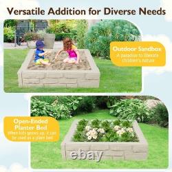 Sandbox with Cover and Bottom Liner 47 x 47 HDPE Kids Square Sandbox