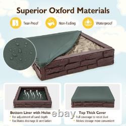 Sandbox with Cover and Bottom Liner 47 x 47 HDPE Kids Square Sandbox