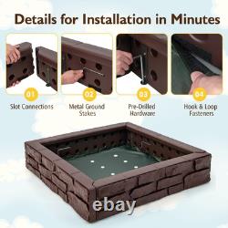 Sandbox with Cover and Bottom Liner 47 x 47 HDPE Kids Square Sandbox