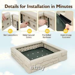 Sandbox with Cover and Bottom Liner 47 x 47 HDPE Kids Square Sandbox