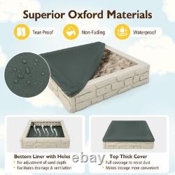 Sandbox with Cover and Bottom Liner 47 x 47 HDPE Kids Square Sandbox