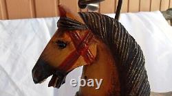 Sarreid Vintage Wooden Carved Horse TricycleHand painted/ Real Horse Hair 17