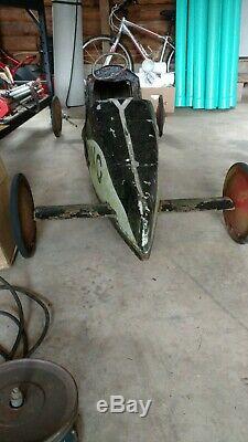 Soap box derby car antique early 1950 s race track gravity hill roller vintage