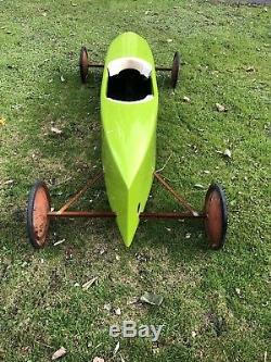 Super Cool! Vintage Neon Green Official Soap Box Derby Car Stock Race Car Style