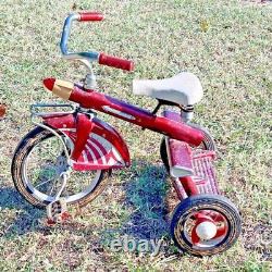 Super RARE Ride Vintage 1950's AMF Junior Rocket Tricycle Red & White Pedals