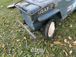 Super Rare Vtg 1950s ORIGINAL USAF 3521 JEEP Metal Steel PEDAL CAR