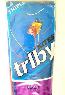 TRLBY Stunt Kite Triple Stack (red blue purple) Vintage Original Ships FREE