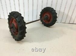 Two Original Vintage 50's BMC Pedal Tractor Rear Firestone Tires/Wheels 8x1.75