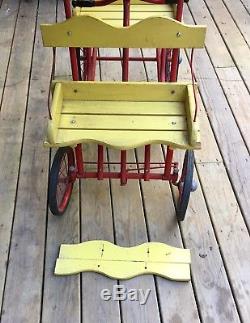 VINTAGE 1950's GYM DANDY CHAIN DRIVE PEDAL CAR SURREY ART LINKLETTER RED YELLOW