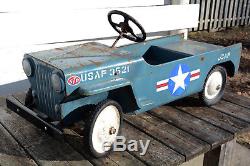 VINTAGE 1950s HAMILTON US AIR FORCE WILLYS MILITARY STAFF JEEP PEDAL CAR PROJECT