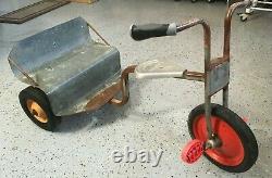 VINTAGE ANGELES TRICYCLE RICKSHAW 1970 galvanized STEEL RARE taxi trike wagon