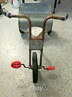 VINTAGE ANGELES TRICYCLE RICKSHAW 1970 galvanized STEEL RARE taxi trike wagon