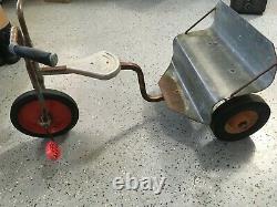 VINTAGE ANGELES TRICYCLE RICKSHAW 1970 galvanized STEEL RARE taxi trike wagon