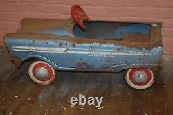VINTAGE ANTIQUE 1950s Toy Riding Blue Holiday Ball Bearing PEDAL CAR