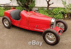 VINTAGE Aluminum Metal Baby Bugatti Type 52 35 Electric Ride In Pedal Car Racer