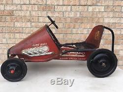 VINTAGE FIRE BALL PEDAL CAR RACER, CLEANED, LUBED, EXCELLENT RIDING COND! 1960s