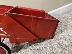 VINTAGE MURRAY PEDAL CAR, PEDAL TRACTOR Orange DUMP TRAC TRAILER, CART, WAGON