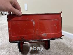 VINTAGE MURRAY PEDAL CAR, PEDAL TRACTOR Orange DUMP TRAC TRAILER, CART, WAGON