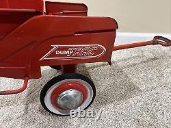 VINTAGE MURRAY PEDAL CAR, PEDAL TRACTOR Orange DUMP TRAC TRAILER, CART, WAGON