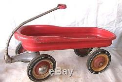 Vintage Murray Pressed Steel Kids Red Pull Wagon 1950's