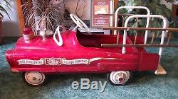 VINTAGE NICE ORIG 1950-60's FULL SIZE GARTON FIRE TRUCK PEDAL CAR, L@@K
