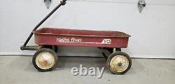 VINTAGE RADIO FLYER 90 RED WAGON, METAL, 34 x 15-1/2 x 4