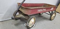 VINTAGE RADIO FLYER 90 RED WAGON, METAL, 34 x 15-1/2 x 4