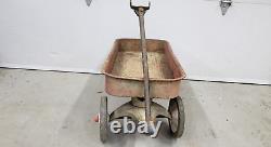 VINTAGE RADIO FLYER 90 RED WAGON, METAL, 34 x 15-1/2 x 4