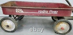 VINTAGE RADIO FLYER 90 RED WAGON, METAL, 34 x 15-1/2 x 4