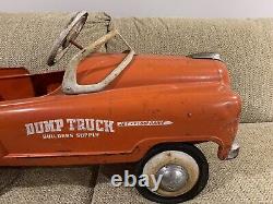 VINTAGE RARE 1950's MURRAY SAD FACE DUMP TRUCK PEDAL CAR JET FLOW DRIVE, READ