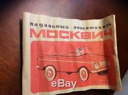 VINTAGE RARE RUSSIAN SOVIET PEDAL CAR MADE IN USSR MOSKVITCH /RED Withbox&Emanuel
