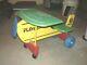 VINTAGE Wood Playskool Ride-On Cessna Airplane Desk / Green Yellow
