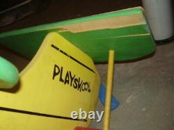 VINTAGE Wood Playskool Ride-On Cessna Airplane Desk / Green Yellow