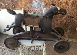 VTG 1930s Ride On Toy Horse Metal Pedal Car Horse Gallops Black Beauty Very Rare