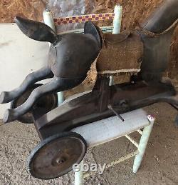 VTG 1930s Ride On Toy Horse Metal Pedal Car Horse Gallops Black Beauty Very Rare