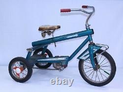 VTG AMF Junior Trike Atomic Age MCM Teal Toy Steel Rocket Prototype Tricycle GUC