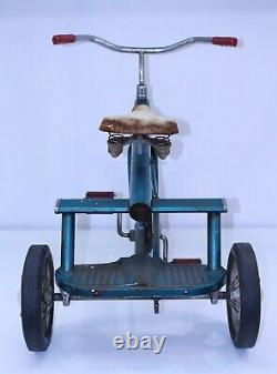 VTG AMF Junior Trike Atomic Age MCM Teal Toy Steel Rocket Prototype Tricycle GUC