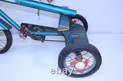 VTG AMF Junior Trike Atomic Age MCM Teal Toy Steel Rocket Prototype Tricycle GUC