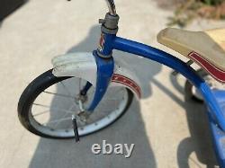 VTG COLLECTIBLE 1960'S ROADMASTER TRICYCLE Bike Kids Blue Red White Metal Rare