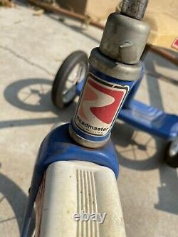 VTG COLLECTIBLE 1960'S ROADMASTER TRICYCLE Bike Kids Blue Red White Metal Rare