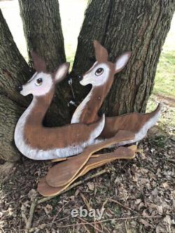 VTG. WoodenXMAS Display YARD/9 REINDEER/Sleigh 80's FREE Delivery? 100 Miles