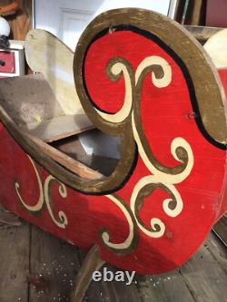 VTG. WoodenXMAS Display YARD/9 REINDEER/Sleigh 80's FREE Delivery? 100 Miles