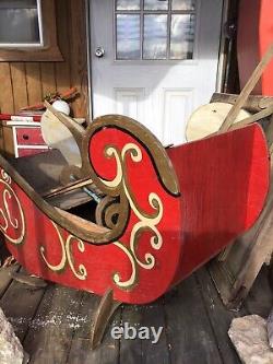 VTG. WoodenXMAS Display YARD/9 REINDEER/Sleigh 80's FREE Delivery? 100 Miles
