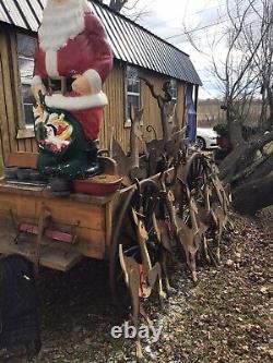 VTG. WoodenXMAS Display YARD/9 REINDEER/Sleigh 80's FREE Delivery? 100 Miles