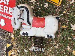 Very Rare Vintage Cast Aluminum Playground ELEPHANT WITH SPRING with foot bar